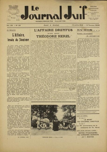 Le Journal Juif N°29 ( 19 juillet 1935 )
